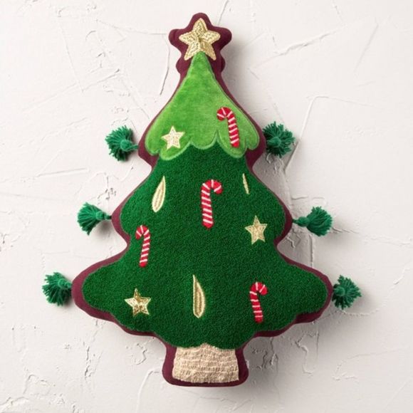 Target Opalhouse Christmas tree shaped decorative pillow, NEW! - Picture 1 of 2